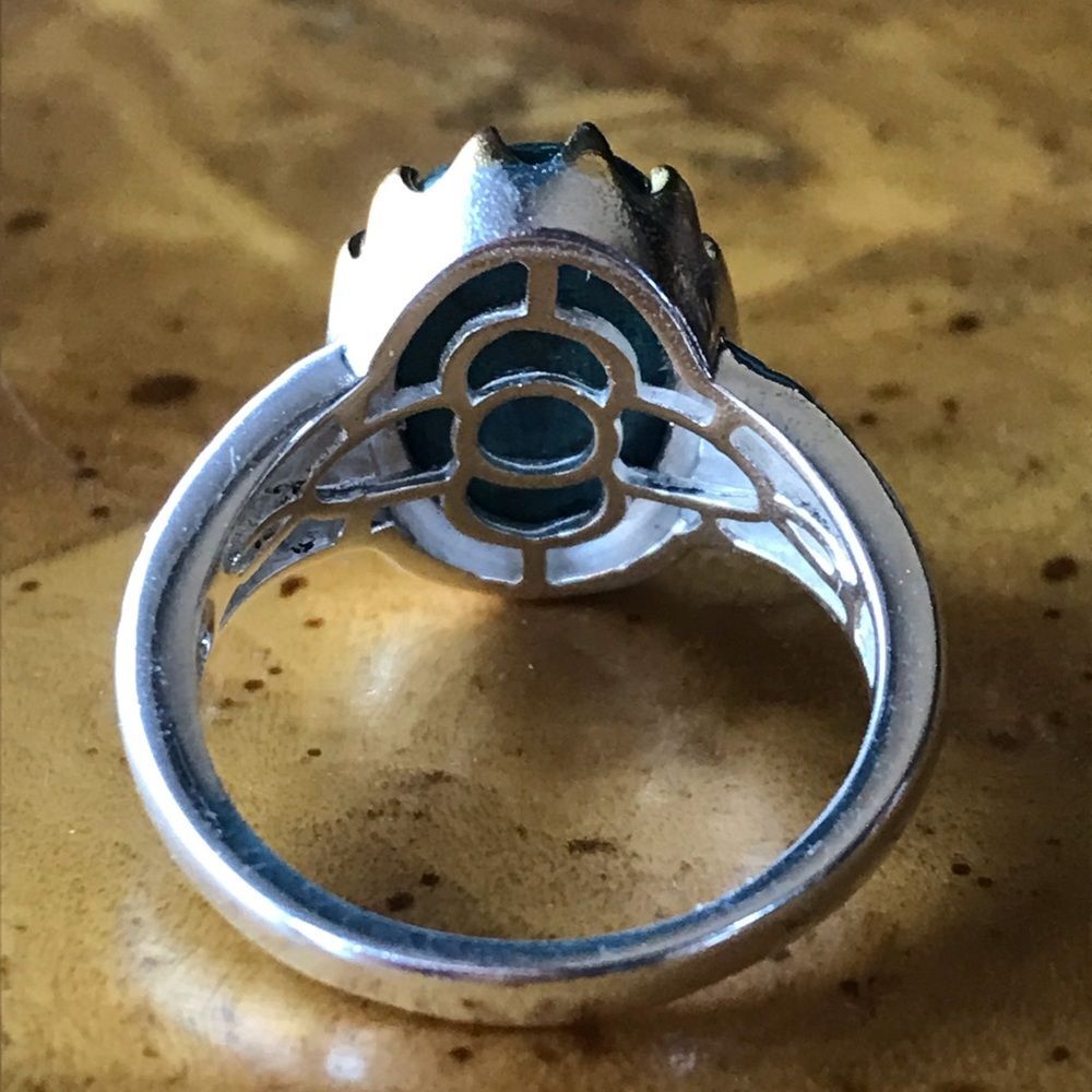 Natural Shadowkite Sterling Silver Crown Ring Size 7 - Picture 4 of 8